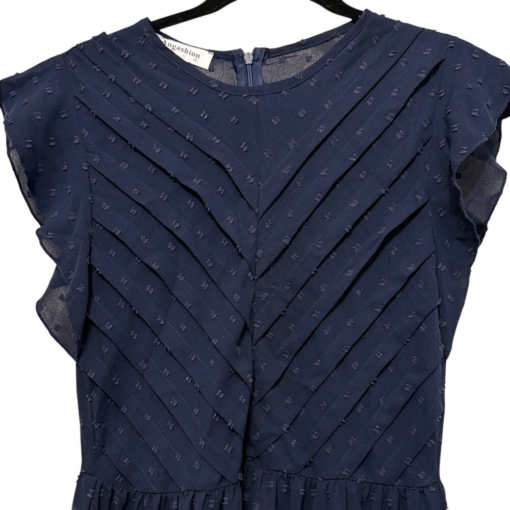 Angashion‎ Elegant Navy Blue Women's Maxi Dress Minimalist Size Small - Picture 4 of 14